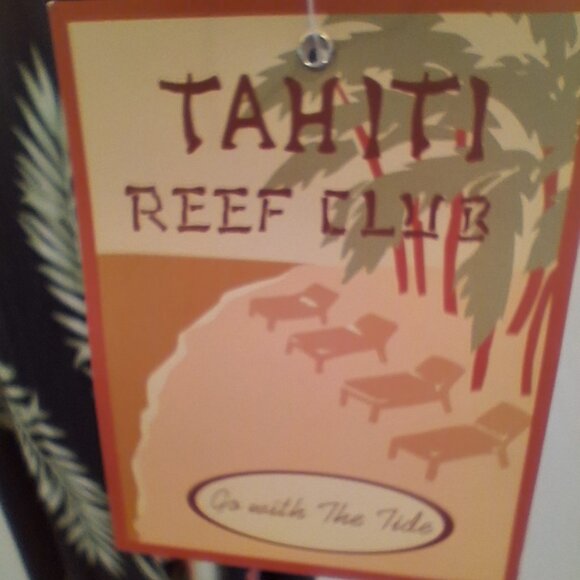 Tahiti Reef Club Vintage Hawaiian Tropical Jacket and Double Slit Dress Set - Picture 7 of 9